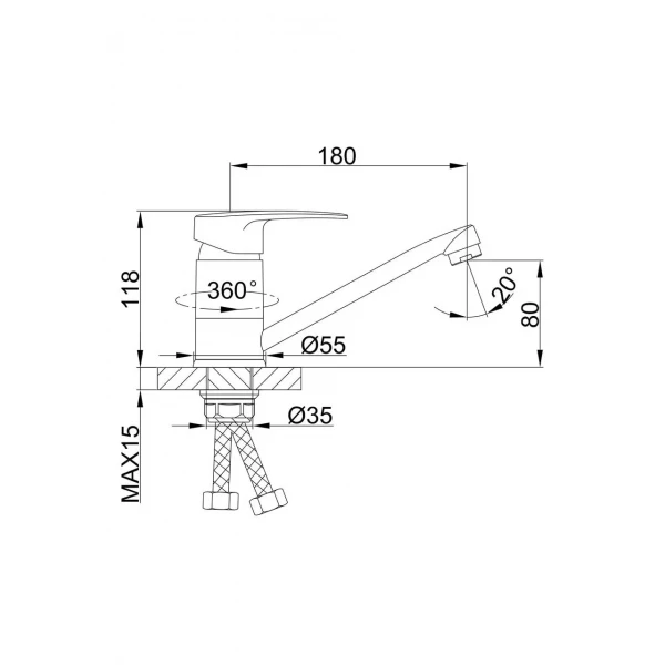 Змішувач для кухні Frap F4566-2, хром