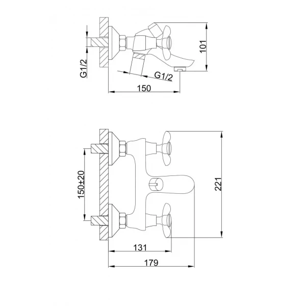 Смеситель для ванны FRAP F32731-B хромированный