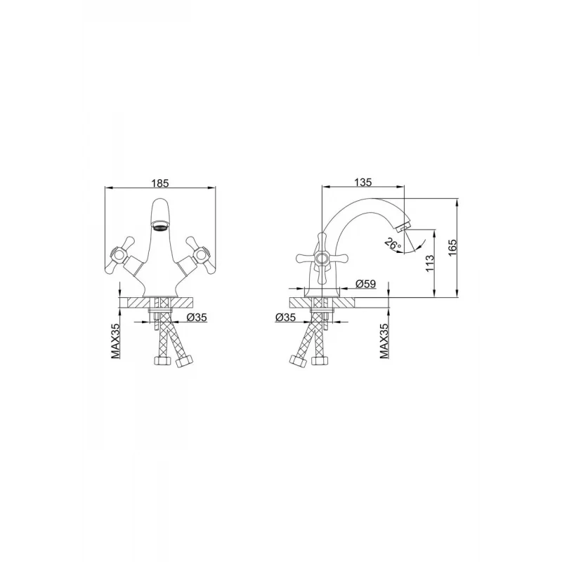 Змішувач для умивальника Frap F10732-B, хром