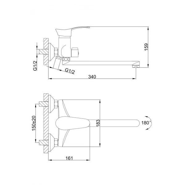 Смеситель для ванны FRAP F22001 хромированный