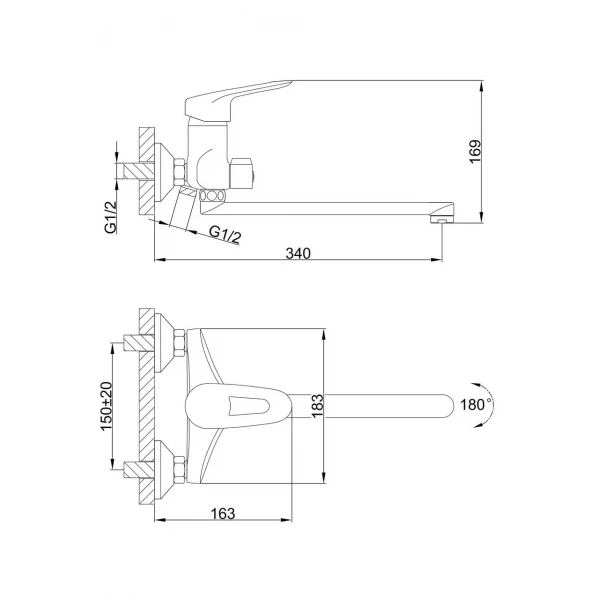Смеситель для ванны FRAP F22007 хромированный