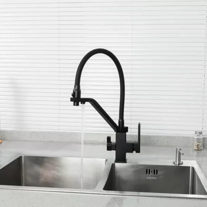 Смеситель для кухни GAPPO G4317-6 с гибким изливом черный