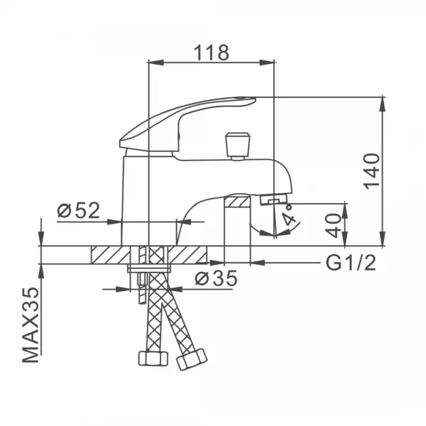 Смеситель для умывальника FRAP F1221 хромированный с душевой лейкой