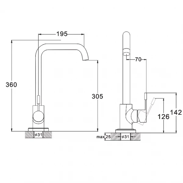 Смеситель для кухни WEZER EKO4B-01 нержавеющая сталь