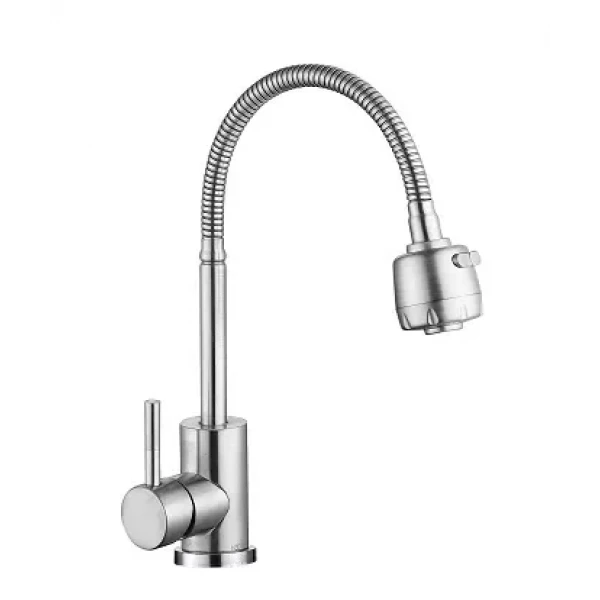 Смеситель для кухни WEZER EKO4D-01 с рефлекторным изливом нержавеющая сталь