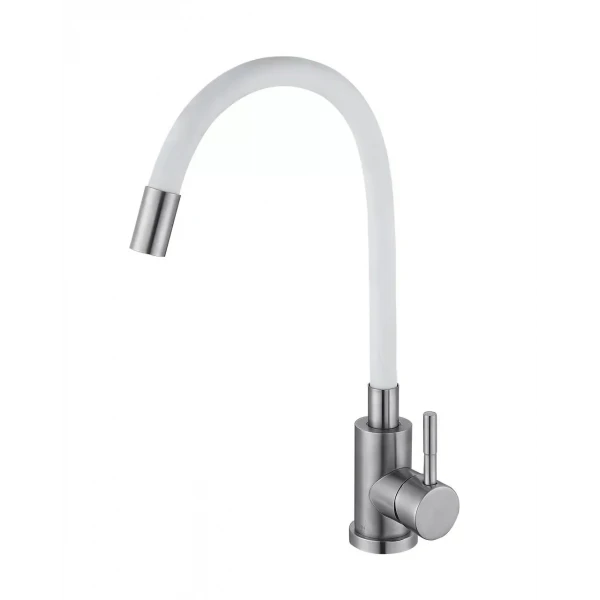 Смеситель для кухни WEZER EKO4X-01W с гибким изливом белый