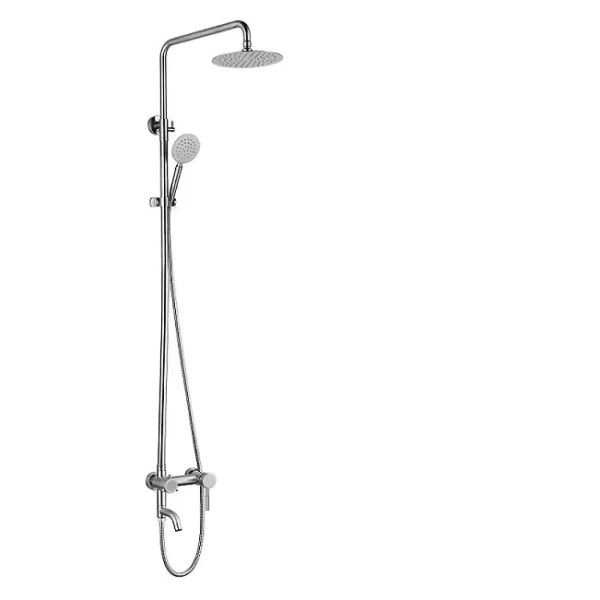 Душевая система WEZER EKO16A-01 с поворотным изливом нержавеющая сталь с переключателем на лейку/душ