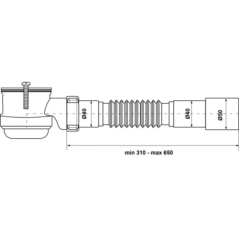 Сифон для душових піддонів Kronoplast П1000 1 1/2″ із гнучкою трубою Ø40 x 40/50 (SG09000033)