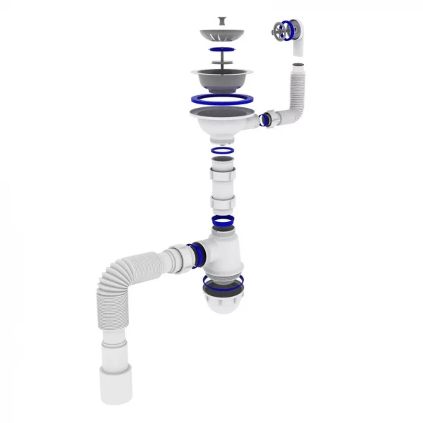 Сифон для кухонної мийки Kronoplast  М-1055-Е з гнучким круглим переливом Ø40х40/50 (SM27010243)