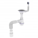 Сифон для кухонной мойки KRONO PLAST M-1055-E Ø40х40/50 с гибким круглым переливом