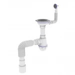 Сифон для кухонної мийки Kronoplast  М-1055-Е з гнучким круглим переливом Ø40х40/50 (SM27010243)