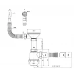 Сифон для кухонної мийки Kronoplast  М-1055-Е з гнучким круглим переливом Ø40х40/50 (SM27010243)