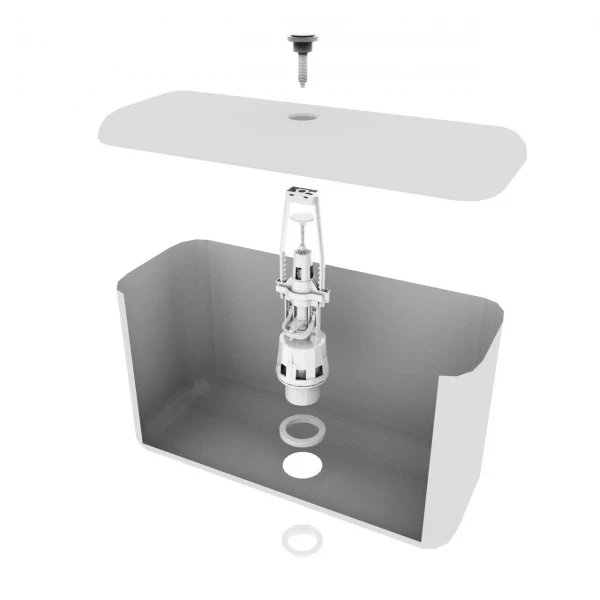 Зливний механізм бачка унітазу Kronoplas КС 1 з одним режимом зливу, кнопка хром (BD1R0410)