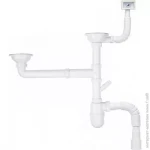 Сифон для кухонної мийки Kronoplast М2550-Е  з відведенням, подвійний, симетричний та переливом Ø40х40/50 (SM65720343)