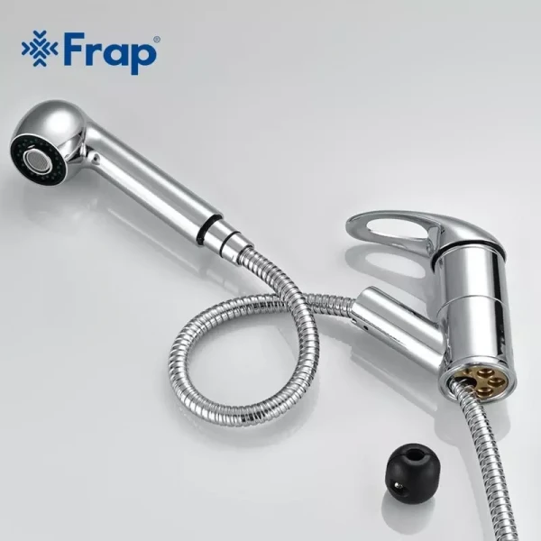 Змішувач для кухні Frap F6003 з висувним виливом, хром