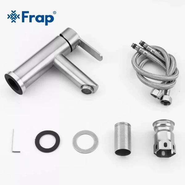 Смеситель для умывальника FRAP F10801 нержавеющая сталь.