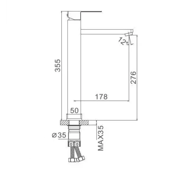Смеситель для умывальника FRAP F10802-2 высокий из нержавеющей стали