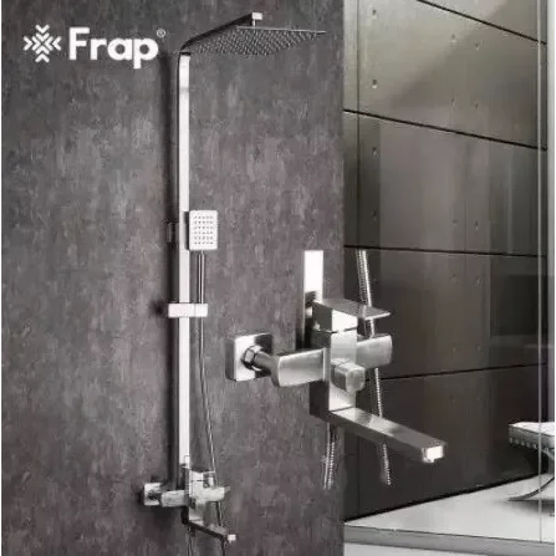 Душевая система FRAP F24802 с поворотным изливом с переключателем на лейку нержавеющая сталь (1 режим)