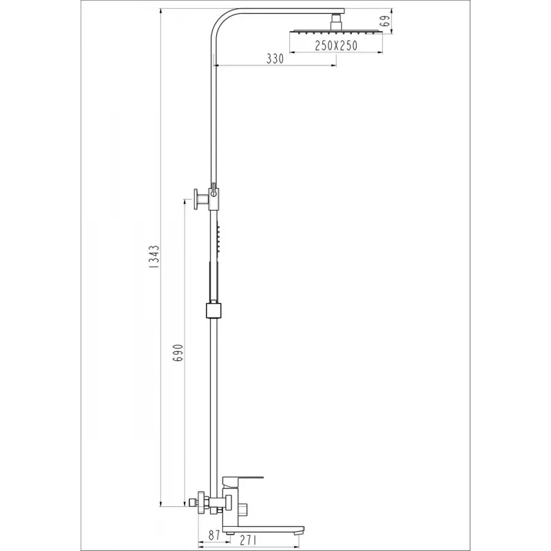 Душевая система FRAP F24802 с поворотным изливом с переключателем на лейку нержавеющая сталь (1 режим)