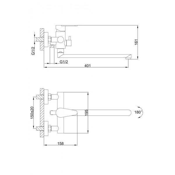 Смеситель для ванны FRAP F2248 сатинированный