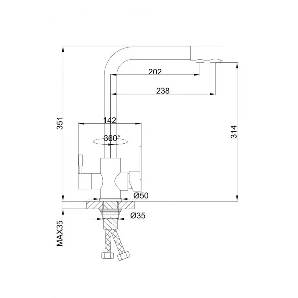 Смеситель для кухни FRAP F4348 сатин для двух вод