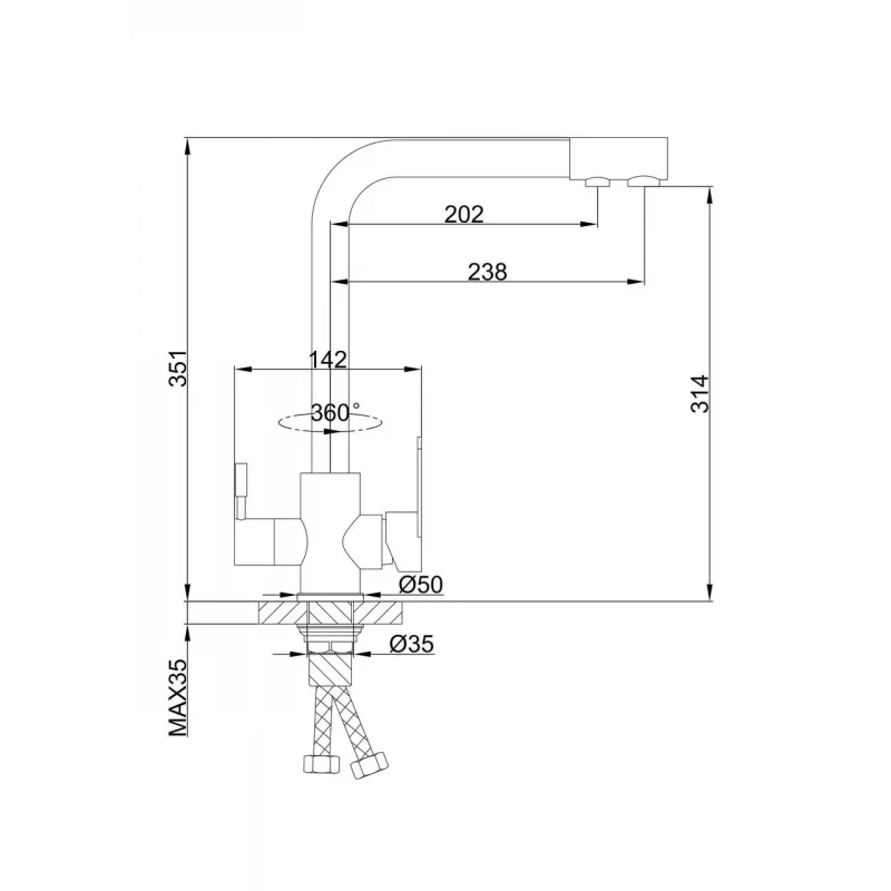 Смеситель для кухни FRAP F4348 сатин для двух вод