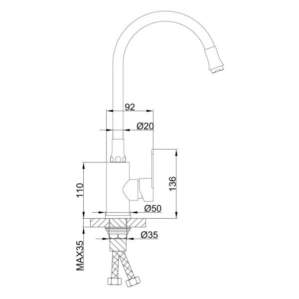 Смеситель для кухни FRAP F4448 с гибким изливом сатин