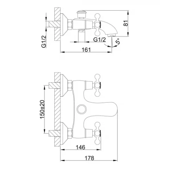 Смеситель для ванны FRAP F3019-4 бронзовый