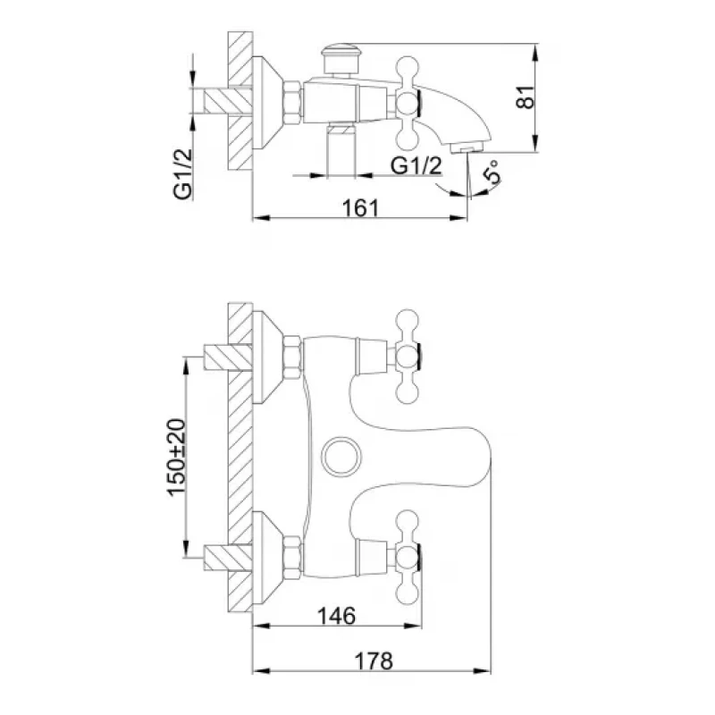 Смеситель для ванны FRAP F3019-4 бронзовый