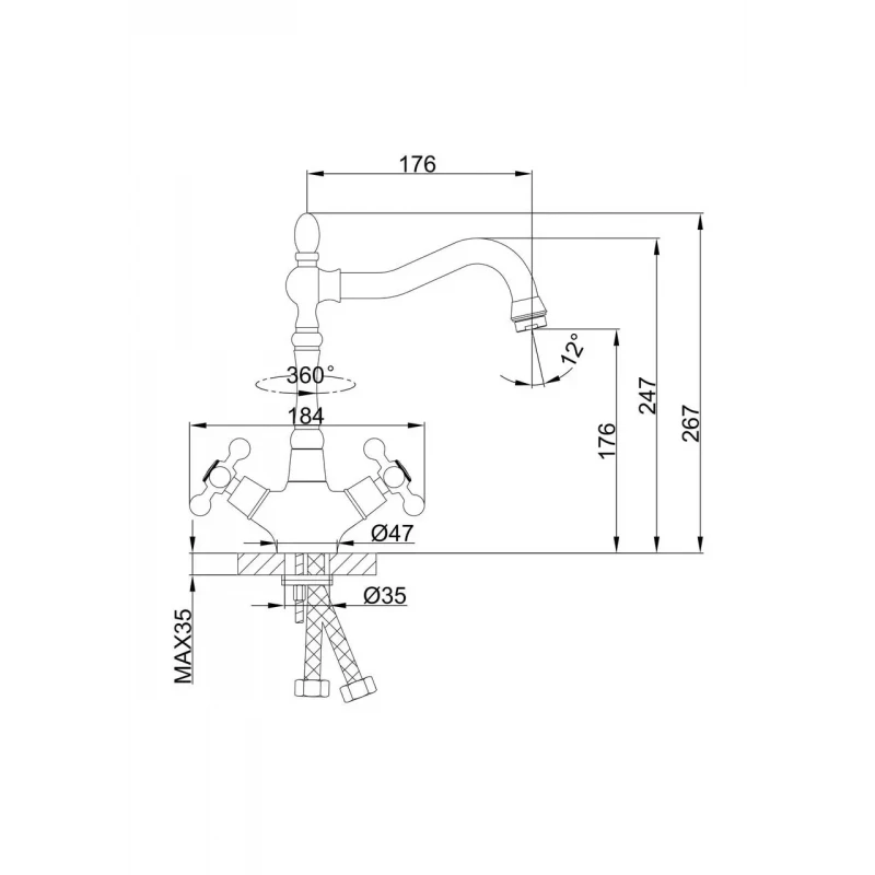 Смеситель для кухни FRAP F4019-4 бронзовый