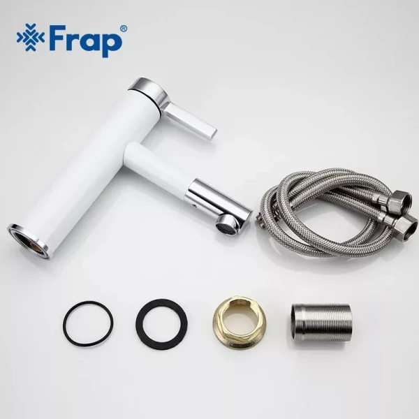 Смеситель для умывальника FRAP F1052-14 высокий белый/хром