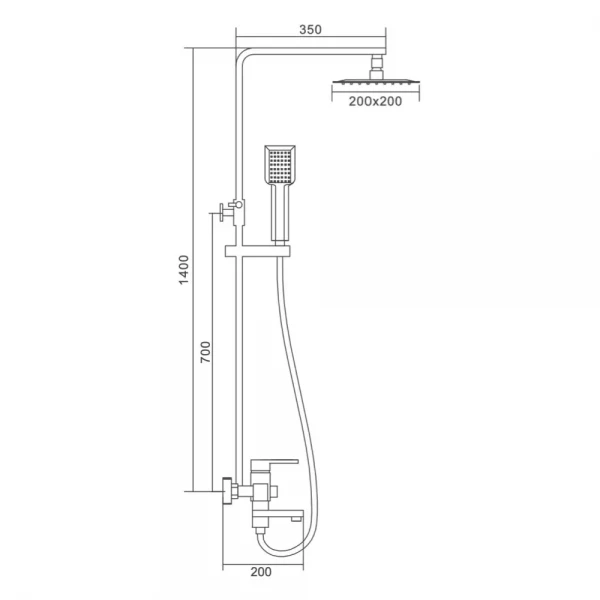 Душевая система FRAP F2421 с поворотным изливом, переключателем на лейку, 1 режим, нержавеющая сталь.