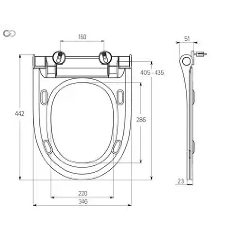 Сидение для унитаза СПД-12 Верона Slim 346х442 мм с пластиковой крепью и микролифтом.