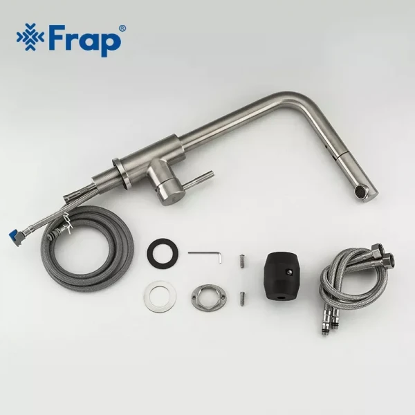 Смеситель для кухни FRAP F60899 с выдвижным изливом сатин