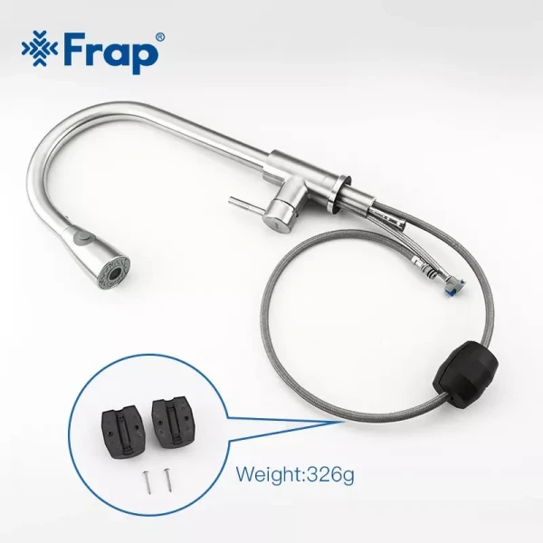 Смеситель для кухни FRAP F60899-1 с выдвижным изливом сатин