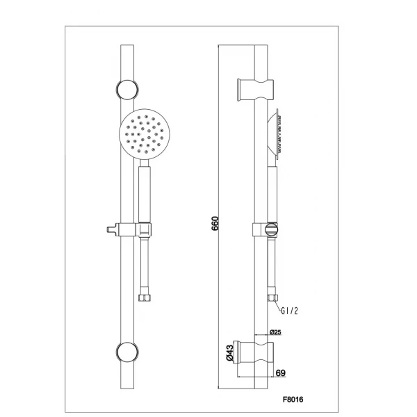 Душевой гарнитур FRAP F8016 66 см нержавеющая сталь.