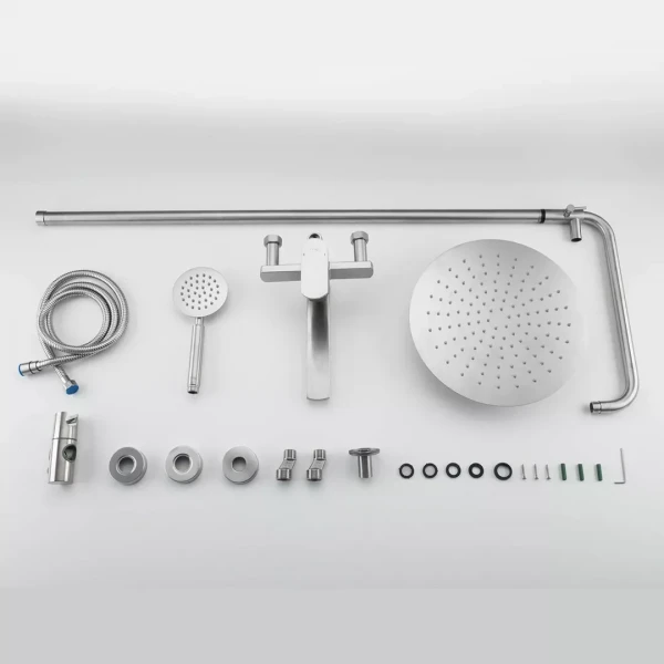 Душевая система FRAP F24805 с поворотным изливом-переключателем на лейку сатин (1 режим)