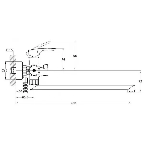 Смеситель для ванны WEZER FAB7 хромированный