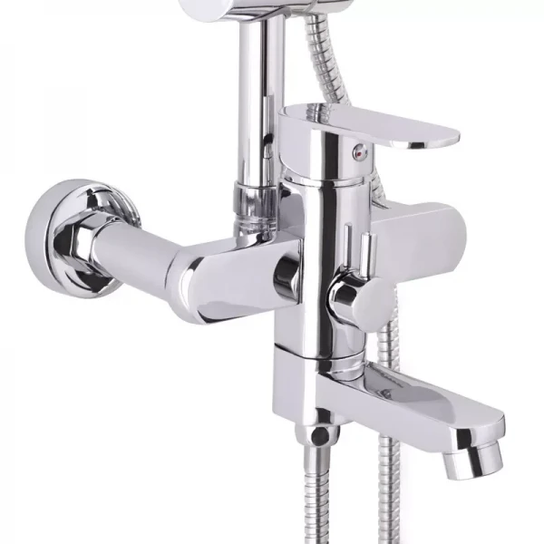 Душевая система WEZER WOG16-153 с поворотным изливом и переключателем на лейку/душ хромированная