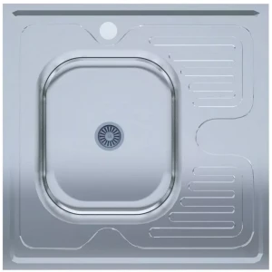 Кухонная мойка UA 6060-L 600x600x140 мм накладная из нержавеющей стали полированная, толщина 0.4 мм