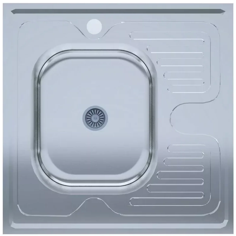 Кухонная мойка UA 6060-L 600x600x140 мм накладная из нержавеющей стали полированная, толщина 0.4 мм