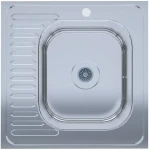 Мийка нерж.UA 6060-R товщ-0.4mm, р-р-600*600*140mm Polish (накладна) {20}