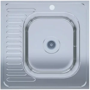 Мойка для кухни UA 6060-R 600x600x140 мм из нержавеющей стали полированная накладная, толщина 0.4 мм