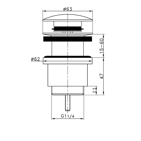 Донний клапан Frap F62-7 натискний, 1 1/4