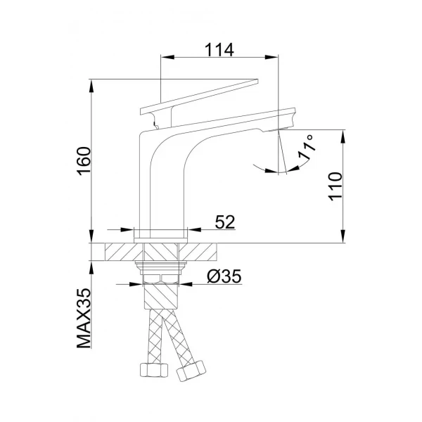 Смеситель для умывальника FRAP F1057 черный/хром