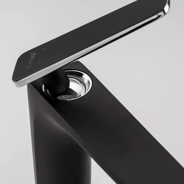 Смеситель для умывальника FRAP F1057-2 высокий черный/хром