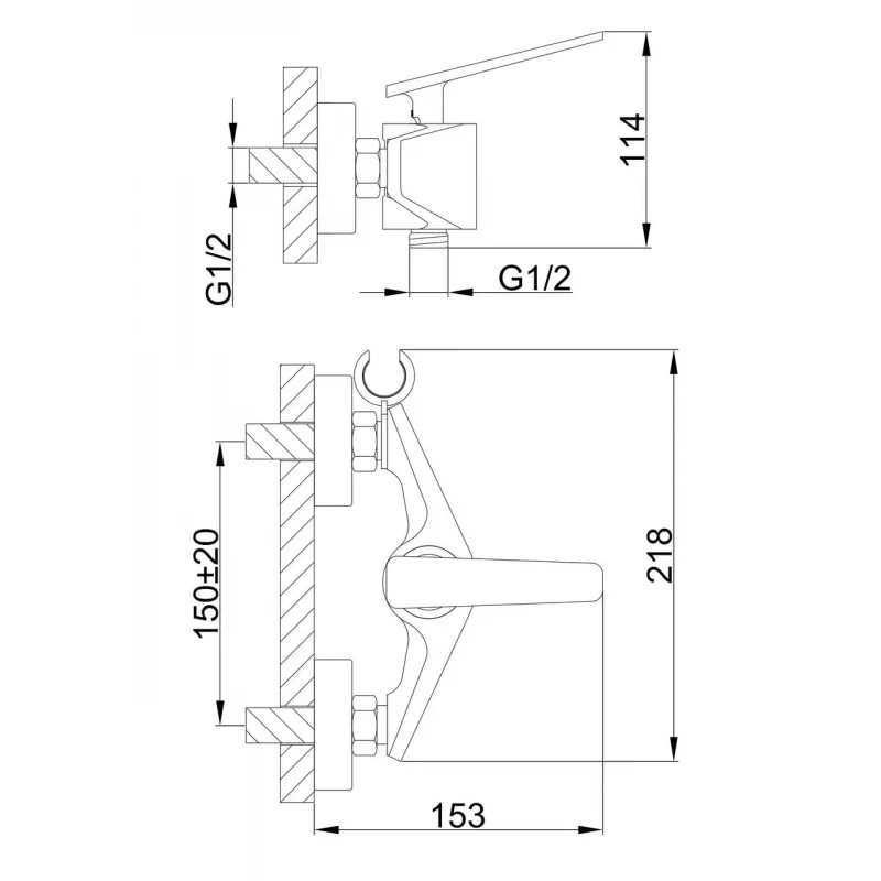 Смеситель для душа FRAP F2057 с гигиенической лейкой черный/хром