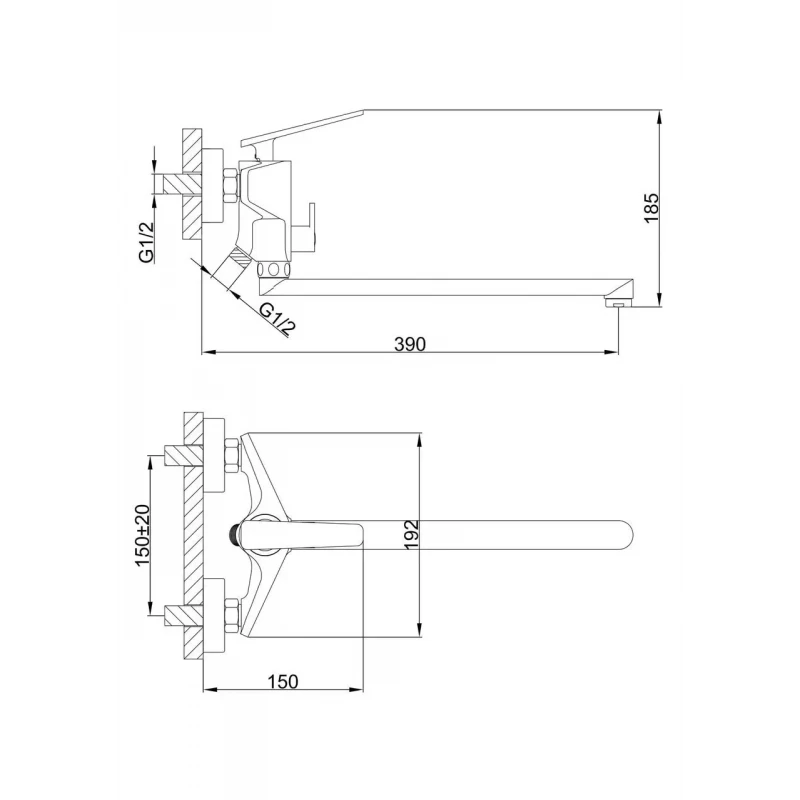 Смеситель для ванны FRAP F2257 черный/хром