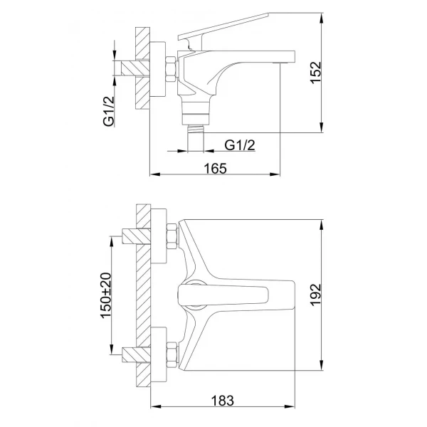 Смеситель для ванны FRAP F3257 черный/хром