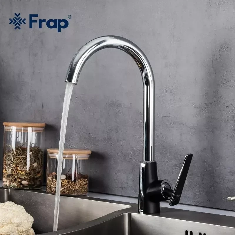 Смеситель для кухни FRAP F4057 черный/хром